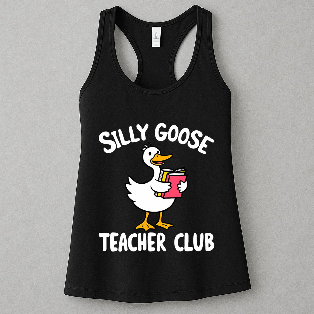 Funny Silly Goose Teacher Club Animal Lover Groovy Teacher Womens Tank Top