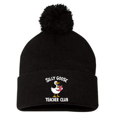Funny Silly Goose Teacher Club Animal Lover Groovy Teacher Pom Pom 12in Knit Beanie