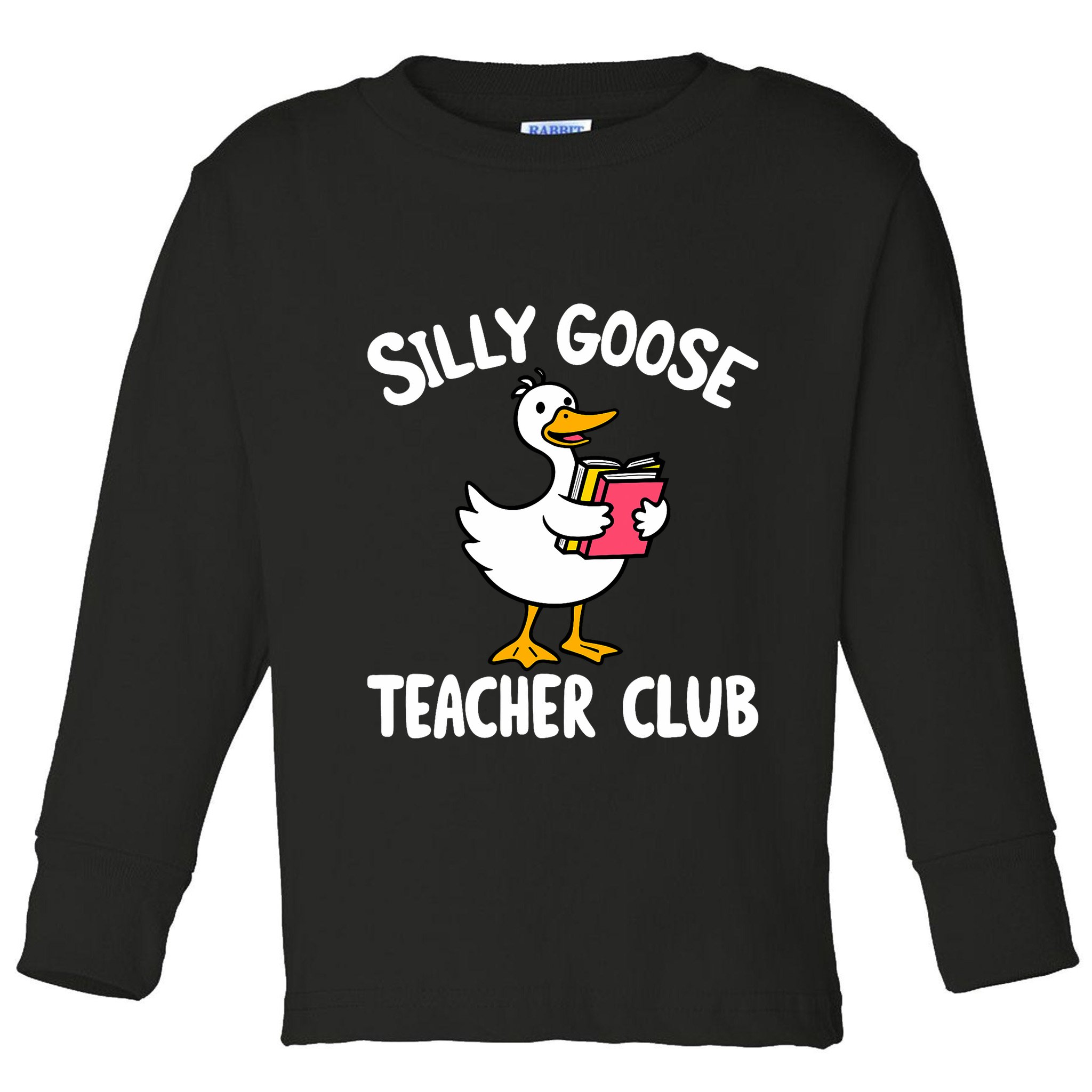 Funny Silly Goose Teacher Club Animal Lover Groovy Teacher Toddler Long Sleeve Shirt