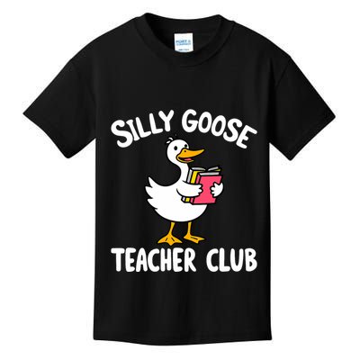 Funny Silly Goose Teacher Club Animal Lover Groovy Teacher Kids T-Shirt