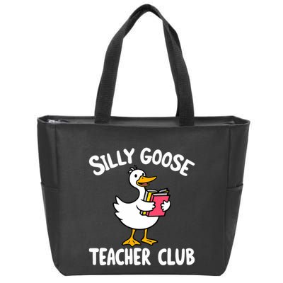 Funny Silly Goose Teacher Club Animal Lover Groovy Teacher Zip Tote Bag
