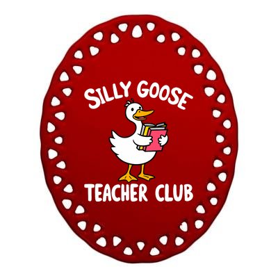 Funny Silly Goose Teacher Club Animal Lover Groovy Teacher Ceramic Oval Ornament