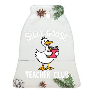 Funny Silly Goose Teacher Club Animal Lover Groovy Teacher Ceramic Bell Ornament