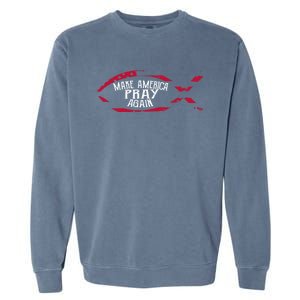 Fish Symbol Gift Christian Gift Make America Pray Again Gift Garment-Dyed Sweatshirt