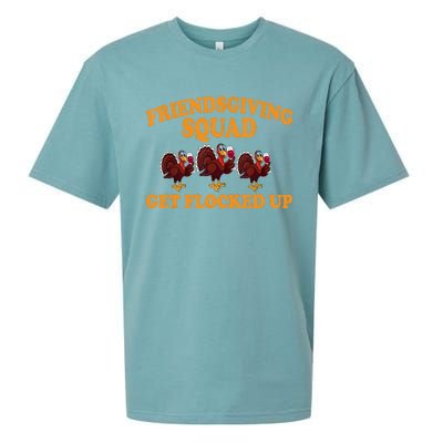 Friendsgiving Squad Get Flocked Up Turkey Thanksgiving Fall Sueded Cloud Jersey T-Shirt