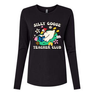 Funny Silly Goose Teacher Club Animal Lover Groovy Womens Cotton Relaxed Long Sleeve T-Shirt