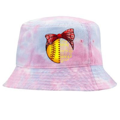 Funny Softball Gift Mom Women Pitcher Catcher Lovers Tie-Dyed Bucket Hat