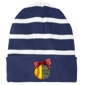 Funny Softball Gift Mom Women Pitcher Catcher Lovers Striped Beanie with Solid Band