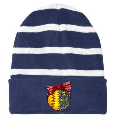 Funny Softball Gift Mom Women Pitcher Catcher Lovers Striped Beanie with Solid Band