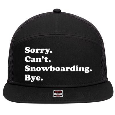 Funny Snowboarding Gift 7 Panel Mesh Trucker Snapback Hat