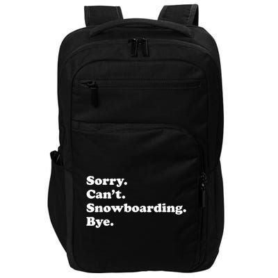 Funny Snowboarding Gift Impact Tech Backpack
