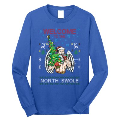 Funny Santa Gym Lifting Welcome The North Swole Tattoo Gift Long Sleeve Shirt