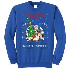 Funny Santa Gym Lifting Welcome The North Swole Tattoo Gift Sweatshirt