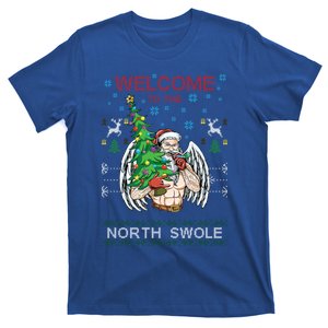 Funny Santa Gym Lifting Welcome The North Swole Tattoo Gift T-Shirt