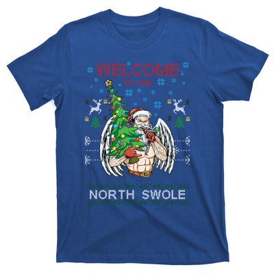 Funny Santa Gym Lifting Welcome The North Swole Tattoo Gift T-Shirt