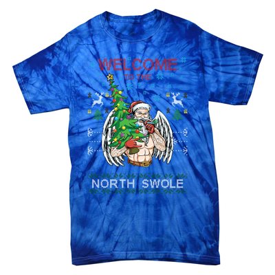 Funny Santa Gym Lifting Welcome The North Swole Tattoo Gift Tie-Dye T-Shirt