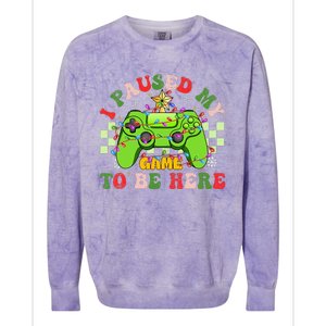 Funny Sarcastic Gamer I Paused My Game To Be Here Christmas Colorblast Crewneck Sweatshirt