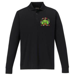 Funny Sarcastic Gamer I Paused My Game To Be Here Christmas Performance Long Sleeve Polo