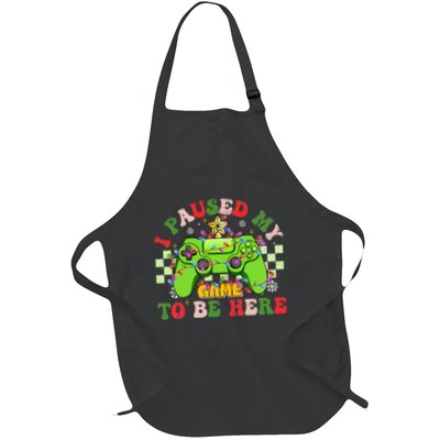Funny Sarcastic Gamer I Paused My Game To Be Here Christmas Full-Length Apron With Pockets