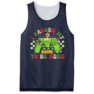 Funny Sarcastic Gamer I Paused My Game To Be Here Christmas Mesh Reversible Basketball Jersey Tank