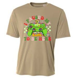 Funny Sarcastic Gamer I Paused My Game To Be Here Christmas Cooling Performance Crew T-Shirt