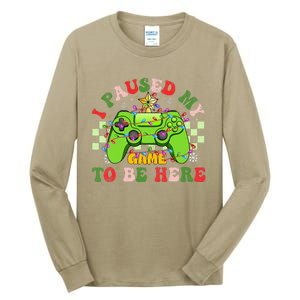 Funny Sarcastic Gamer I Paused My Game To Be Here Christmas Tall Long Sleeve T-Shirt