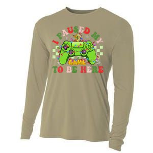 Funny Sarcastic Gamer I Paused My Game To Be Here Christmas Cooling Performance Long Sleeve Crew