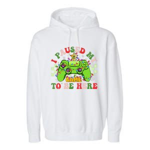 Funny Sarcastic Gamer I Paused My Game To Be Here Christmas Garment-Dyed Fleece Hoodie