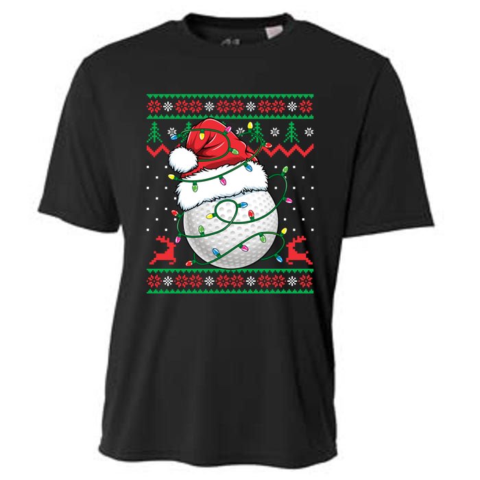 Funny Santa Golf Ugly Christmas Golfing Cooling Performance Crew T-Shirt