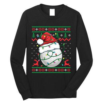 Funny Santa Golf Ugly Christmas Golfing Long Sleeve Shirt