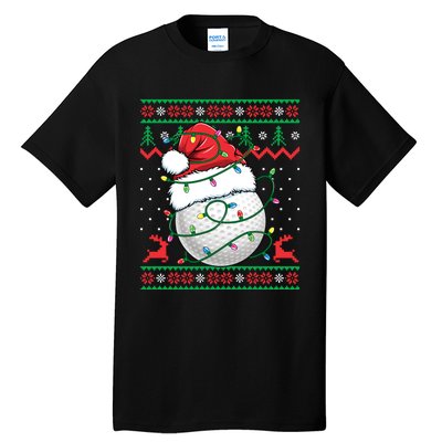 Funny Santa Golf Ugly Christmas Golfing Tall T-Shirt