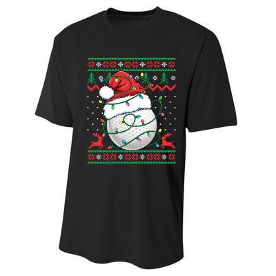 Funny Santa Golf Ugly Christmas Golfing Performance Sprint T-Shirt