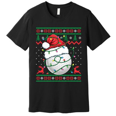 Funny Santa Golf Ugly Christmas Golfing Premium T-Shirt