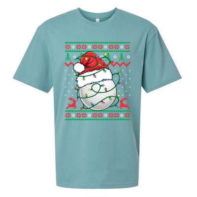 Funny Santa Golf Ugly Christmas Golfing Sueded Cloud Jersey T-Shirt