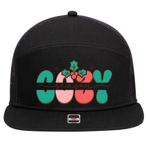 Festive Season Greetings Illustration 7 Panel Mesh Trucker Snapback Hat