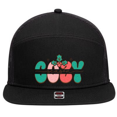Festive Season Greetings Illustration 7 Panel Mesh Trucker Snapback Hat