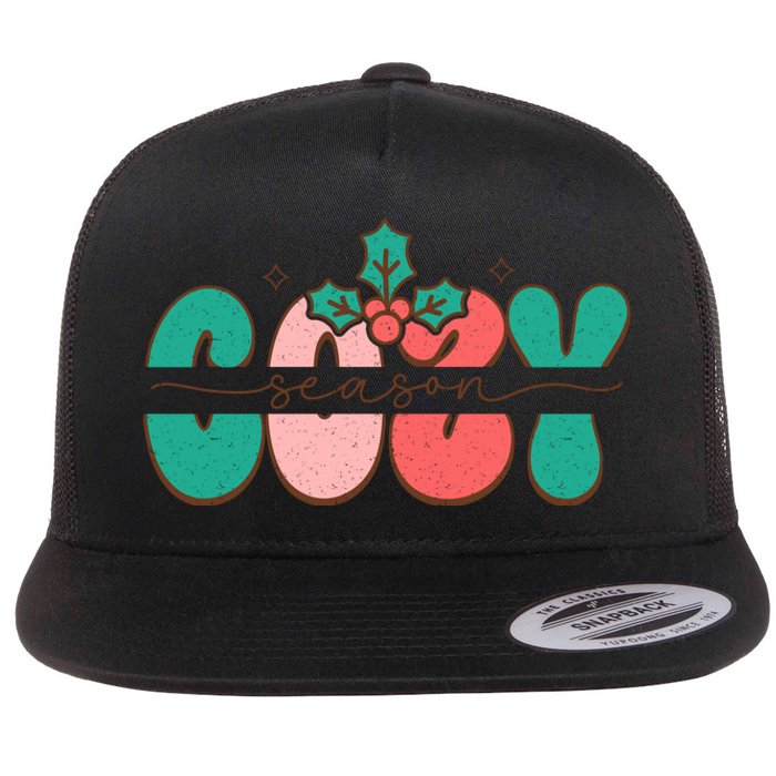 Festive Season Greetings Illustration Flat Bill Trucker Hat