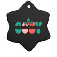 Festive Season Greetings Illustration Ceramic Star Ornament