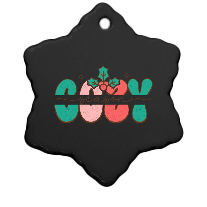 Festive Season Greetings Illustration Ceramic Star Ornament