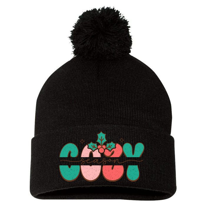 Festive Season Greetings Illustration Pom Pom 12in Knit Beanie