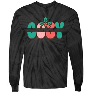 Festive Season Greetings Illustration Tie-Dye Long Sleeve Shirt