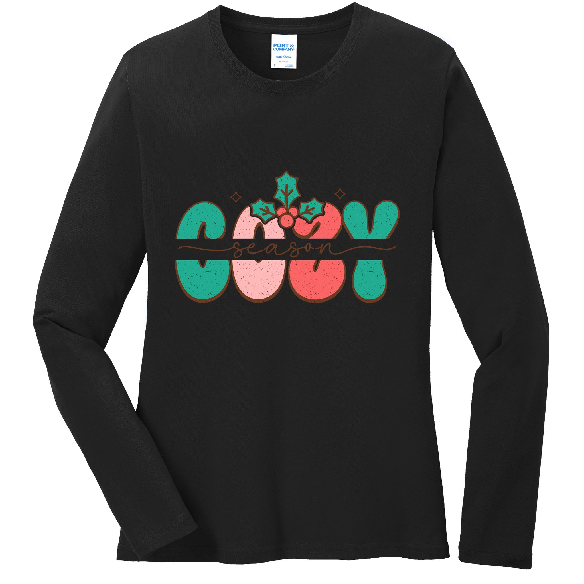 Festive Season Greetings Illustration Ladies Long Sleeve Shirt
