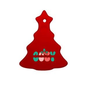 Festive Season Greetings Illustration Ceramic Tree Ornament