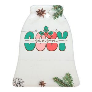 Festive Season Greetings Illustration Ceramic Bell Ornament