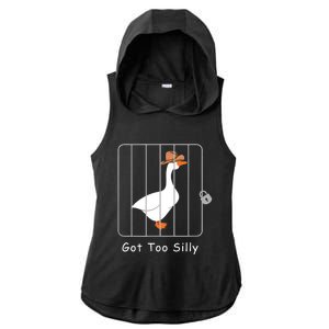 Funny Silly Goose Lover Mugshot Meme Got Too Silly Ladies PosiCharge Tri-Blend Wicking Draft Hoodie Tank