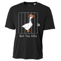 Funny Silly Goose Lover Mugshot Meme Got Too Silly Cooling Performance Crew T-Shirt