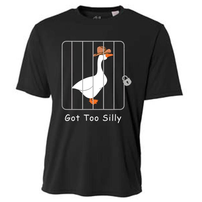 Funny Silly Goose Lover Mugshot Meme Got Too Silly Cooling Performance Crew T-Shirt