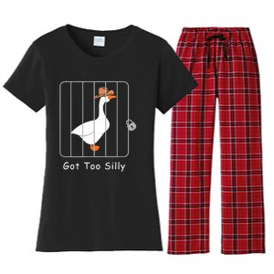 Funny Silly Goose Lover Mugshot Meme Got Too Silly Women's Flannel Pajama Set