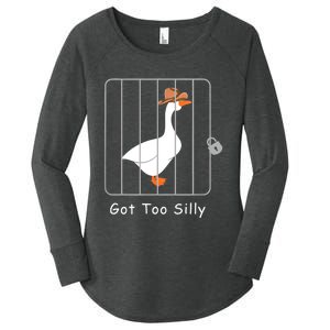 Funny Silly Goose Lover Mugshot Meme Got Too Silly Women's Perfect Tri Tunic Long Sleeve Shirt