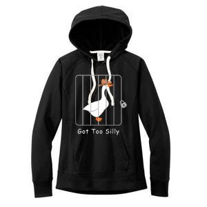 Funny Silly Goose Lover Mugshot Meme Got Too Silly Women's Fleece Hoodie